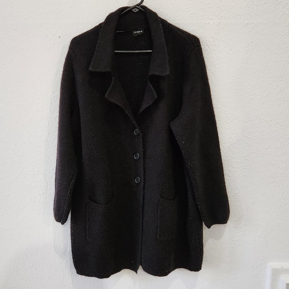 Torrid Women's Thick Black Button Front Cardigan Sweater Jacket Size 2XL